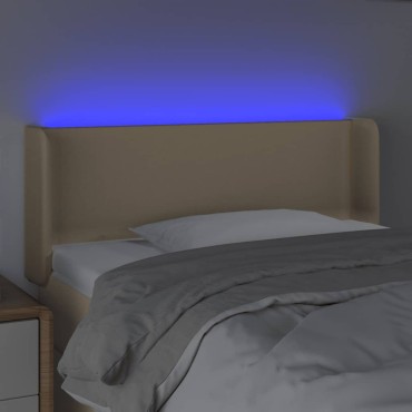 vidaXL Κεφαλάρι Κρεβατιού LED Κρεμ 103x16x78/88cm Υφασμάτινο 1 τεμ.