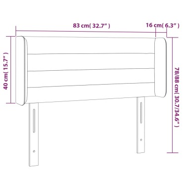 vidaXL Κεφαλάρι Κρεβατιού LED Σκούρο Γκρι 83x16x78/88cm Βελούδινο 1 τεμ.
