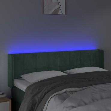 vidaXL Κεφαλάρι Κρεβατιού LED Σκούρο Πράσινο 147x16x78/88cm Βελούδινο 1 τεμ.