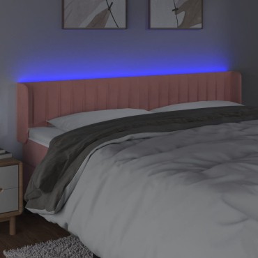 vidaXL Κεφαλάρι Κρεβατιού LED Ροζ 163x16x78/88cm Βελούδινο 1 τεμ.