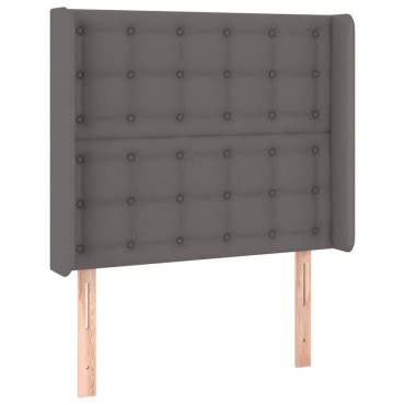 vidaXL Κεφαλάρι Κρεβατιού LED Γκρι 93x16x118/128cm Συνθετ. Δέρμα 1 τεμ.