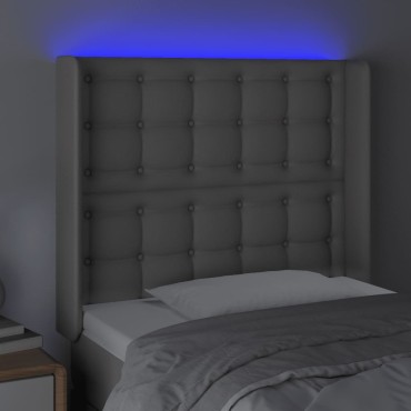 vidaXL Κεφαλάρι Κρεβατιού LED Γκρι 93x16x118/128cm Συνθετ. Δέρμα 1 τεμ.