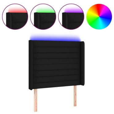 vidaXL Κεφαλάρι Κρεβατιού LED Μαύρο 83x16x118/128cm Υφασμάτινο 1 τεμ.