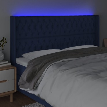 vidaXL Κεφαλάρι Κρεβατιού LED Μπλε 203x16x118/128cm Υφασμάτινο 1 τεμ.