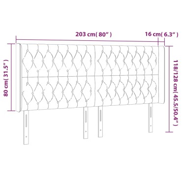vidaXL Κεφαλάρι Κρεβατιού LED Μπλε 203x16x118/128cm Υφασμάτινο 1 τεμ.