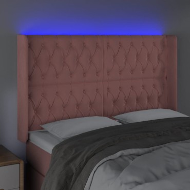 vidaXL Κεφαλάρι Κρεβατιού LED Ροζ 163x16x118/128cm Βελούδινο 1 τεμ.