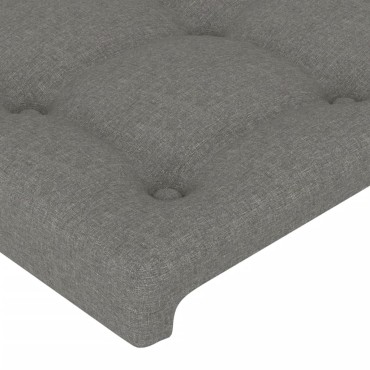 vidaXL Κεφαλάρι Κρεβατιού LED Σκούρο Γκρι 147x16x118/128cm Υφασμάτινο 1 τεμ.