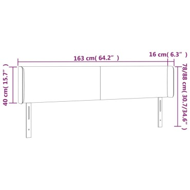 vidaXL Κεφαλάρι Κρεβατιού LED Ροζ 163x16x78/88cm Βελούδινο 1 τεμ.