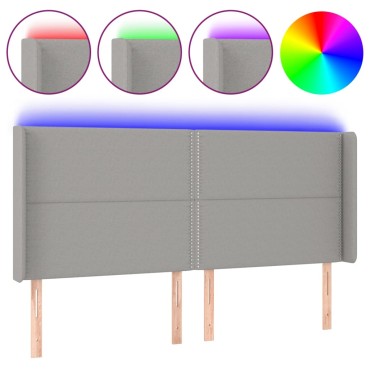 vidaXL Κεφαλάρι Κρεβατιού LED Ανοιχτό Γκρι 203x16x118/128cm 1 τεμ.