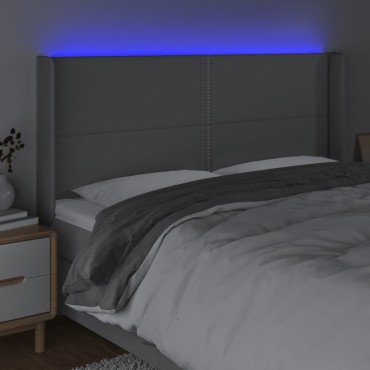 vidaXL Κεφαλάρι Κρεβατιού LED Ανοιχτό Γκρι 203x16x118/128cm 1 τεμ.