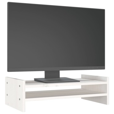 vidaXL Βάση Οθόνης Λευκή 50 x 27 x 15 εκ. από Μασίφ Ξύλο Πεύκου