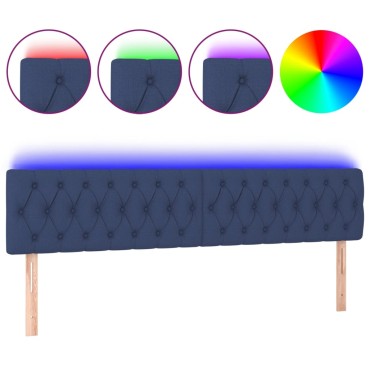 vidaXL Κεφαλάρι Κρεβατιού LED Μπλε 200x7x78/88cm Υφασμάτινο 1 τεμ.