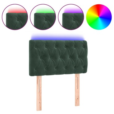 vidaXL Κεφαλάρι Κρεβατιού LED Σκούρο Πράσινο 80x7x78/88cm Βελούδινο 1 τεμ.