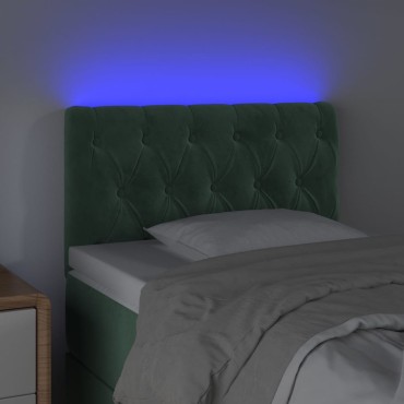 vidaXL Κεφαλάρι Κρεβατιού LED Σκούρο Πράσινο 80x7x78/88cm Βελούδινο 1 τεμ.