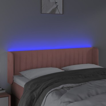 vidaXL Κεφαλάρι Κρεβατιού LED Ροζ 147x16x78/88cm Βελούδινο 1 τεμ.