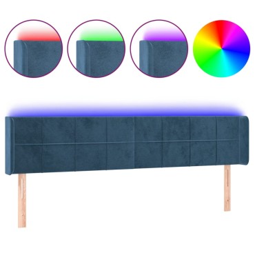 vidaXL Κεφαλάρι Κρεβατιού LED Σκούρο Μπλε 163x16x78/88cm Βελούδινο 1 τεμ.