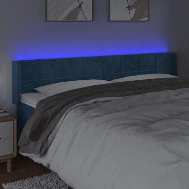 vidaXL Κεφαλάρι Κρεβατιού LED Σκούρο Μπλε 163x16x78/88cm Βελούδινο 1 τεμ.