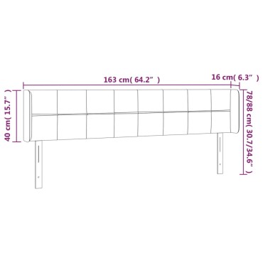 vidaXL Κεφαλάρι Κρεβατιού LED Σκούρο Μπλε 163x16x78/88cm Βελούδινο 1 τεμ.