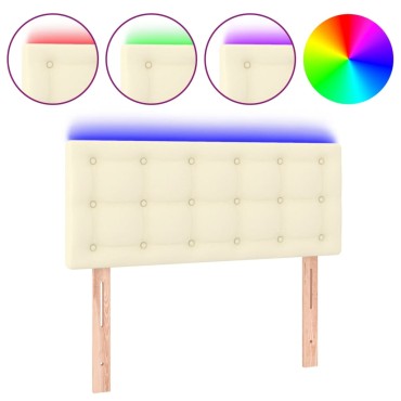 vidaXL Κεφαλάρι Κρεβατιού LED Κρεμ 100x5x78/88cm από Συνθετικό Δέρμα 1 τεμ.