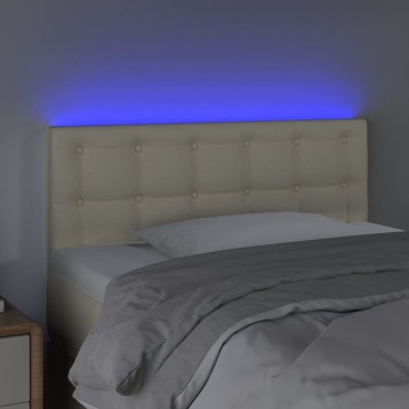 vidaXL Κεφαλάρι Κρεβατιού LED Κρεμ 100x5x78/88cm από Συνθετικό Δέρμα 1 τεμ.
