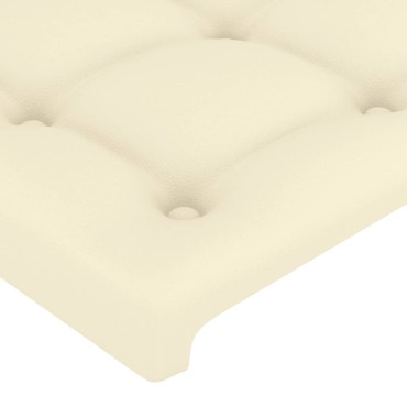 vidaXL Κεφαλάρι Κρεβατιού LED Κρεμ 100x5x78/88cm από Συνθετικό Δέρμα 1 τεμ.