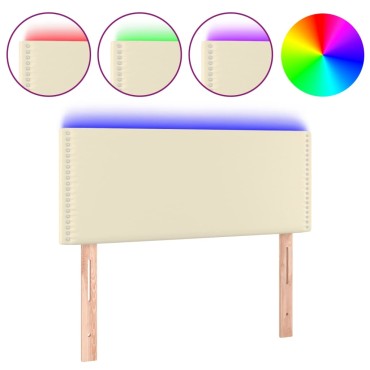 vidaXL Κεφαλάρι Κρεβατιού LED Κρεμ 100x5x78/88cm από Συνθετικό Δέρμα 1 τεμ.