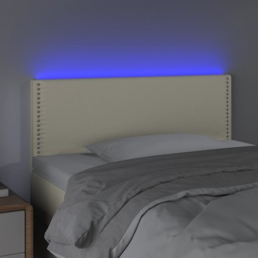vidaXL Κεφαλάρι Κρεβατιού LED Κρεμ 100x5x78/88cm από Συνθετικό Δέρμα 1 τεμ.