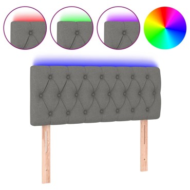 vidaXL Κεφαλάρι Κρεβατιού LED Σκούρο Γκρι 90x7x78/88cm Υφασμάτινο 1 τεμ.