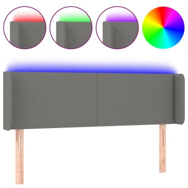 vidaXL Κεφαλάρι Κρεβατιού LED Σκούρο Γκρι 147x16x78/88cm Υφασμάτινο 1 τεμ.