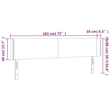 vidaXL Κεφαλάρι Κρεβατιού LED Σκούρο Γκρι 183x16x78/88cm Υφασμάτινο 1 τεμ.
