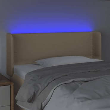 vidaXL Κεφαλάρι Κρεβατιού LED Κρεμ 83x16x78/88cm Υφασμάτινο 1 τεμ.