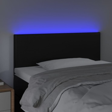 vidaXL Κεφαλάρι Κρεβατιού LED Μαύρο 90x5x78/88cm από Συνθετικό Δέρμα 1 τεμ.