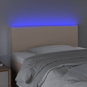 vidaXL Κεφαλάρι Κρεβατιού LED Καπουτσίνο 90x5x78/88cm Συνθετ. Δέρμα 1 τεμ.