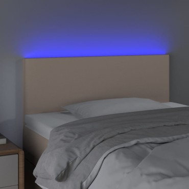 vidaXL Κεφαλάρι Κρεβατιού LED Καπουτσίνο 100x5x78/88cm Συνθετ. Δέρμα 1 τεμ.