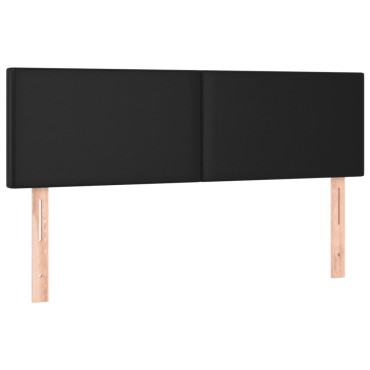 vidaXL Κεφαλάρι Κρεβατιού LED Μαύρο 144x5x78/88cm Συνθετ. Δέρμα 1 τεμ.