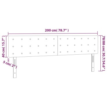 vidaXL Κεφαλάρι Κρεβατιού LED Μαύρο 200x5x78/88cm Συνθετ. Δέρμα 1 τεμ.