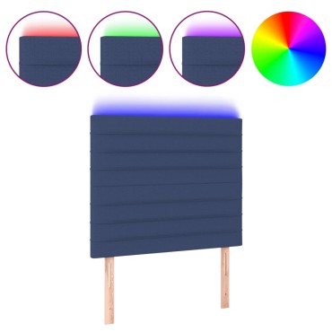 vidaXL Κεφαλάρι Κρεβατιού LED Μπλε 90x5x118/128cm Υφασμάτινο 1 τεμ.
