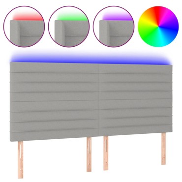 vidaXL Κεφαλάρι Κρεβατιού LED Ανοιχτό Γκρι 160x5x118/128cm Υφασμάτινο 1 τεμ.