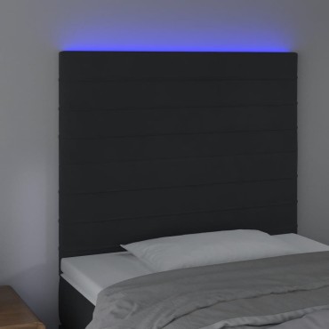 vidaXL Κεφαλάρι Κρεβατιού LED Μαύρο 80x5x118/128cm Βελούδινο 1 τεμ.