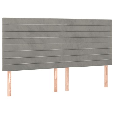 vidaXL Κεφαλάρι Κρεβατιού LED Ανοιχτό Γκρι 160x5x118/128cm Βελούδινο 1 τεμ.
