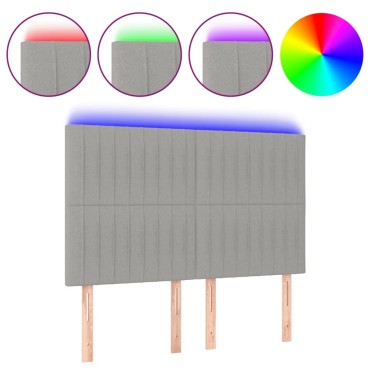 vidaXL Κεφαλάρι Κρεβατιού LED Ανοιχτό Γκρι 144x5x118/128cm 1 τεμ.
