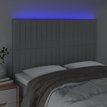 vidaXL Κεφαλάρι Κρεβατιού LED Ανοιχτό Γκρι 144x5x118/128cm 1 τεμ.