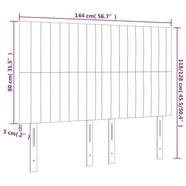 vidaXL Κεφαλάρι Κρεβατιού LED Ανοιχτό Γκρι 144x5x118/128cm 1 τεμ.