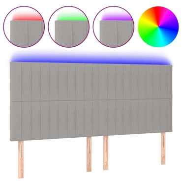 vidaXL Κεφαλάρι Κρεβατιού LED Ανοιχτό Γκρι 180x5x118/128cm Υφασμάτινο 1 τεμ.