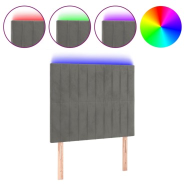 vidaXL Κεφαλάρι Κρεβατιού LED Ανοιχτό Γκρι 100x5x118/128cm Βελούδινο 1 τεμ.