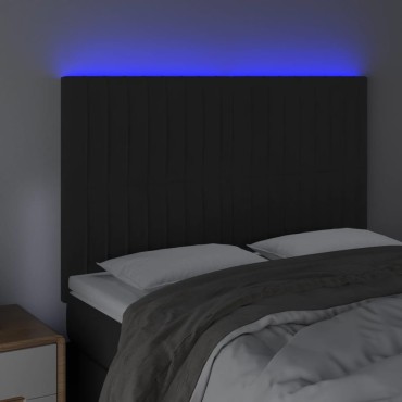 vidaXL Κεφαλάρι Κρεβατιού LED Μαύρο 144x5x118/128cm Βελούδινο 1 τεμ.