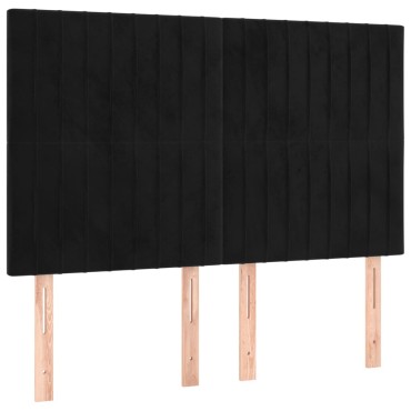 vidaXL Κεφαλάρι Κρεβατιού LED Μαύρο 144x5x118/128cm Βελούδινο 1 τεμ.