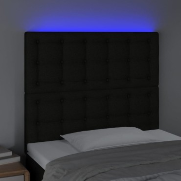 vidaXL Κεφαλάρι Κρεβατιού LED Μαύρο 80x5x118/128cm Υφασμάτινο 1 τεμ.