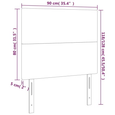 vidaXL Κεφαλάρι Κρεβατιού LED Σκούρο Γκρι 90x5x118/128cm Υφασμάτινο 1 τεμ.