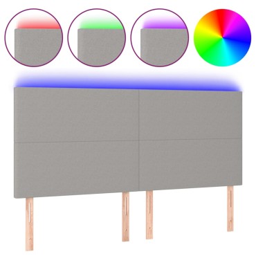 vidaXL Κεφαλάρι Κρεβατιού LED Ανοιχτό Γκρι 160x5x118/128cm Υφασμάτινο 1 τεμ.